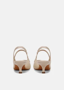 Venice Leather and Mesh Slingback Kitten Heel