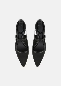 Venice Leather and Mesh Slingback Kitten Heel