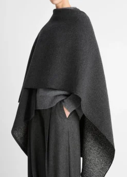 Wool-Blend Bouclé Cape