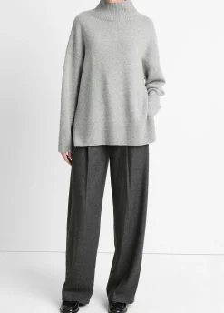 Wool-Cashmere Drop-Shoulder Turtleneck Sweater
